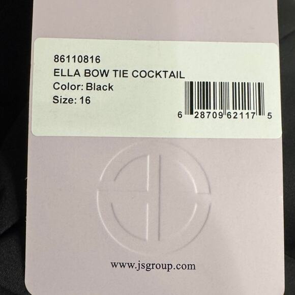 Women's JS Collections Black Ella Bow Tie Knee Length Sheath Cocktail Dress 16 - Picture 6 of 10